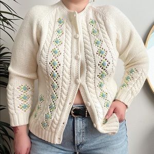 Handmade Cottage core sweater with flowers